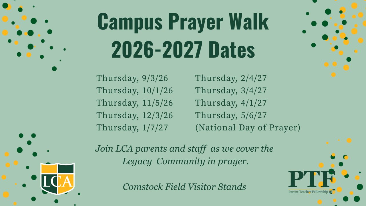 Campus Prayer Walk 2026-2027 schedule at Comstock Field Visitor Stands